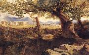 Lear, Edward The Temple of Bassae or Phigaleia,in Arcadia from the Oakwoods of Mount Cotylium.The Hills of Sparta,Ithome and Navarino in the Distance oil painting